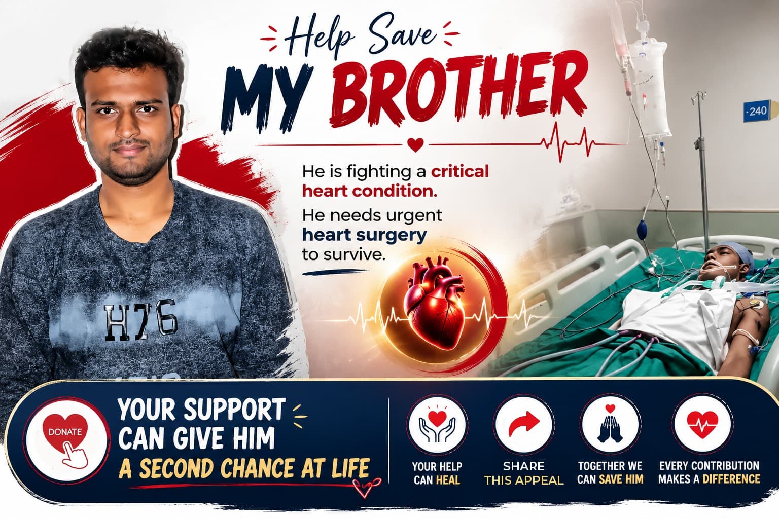Help Save My Brother: He Needs Urgent Heart Surgery